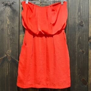 City‎ Triangles Mini Dress S Strapless Light Red Shiny Sheen Date Night